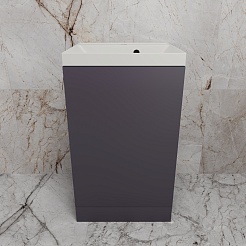 Style Line Тумба с кварцевой раковиной жасмин Моно 50 графит нубук – фотография-2